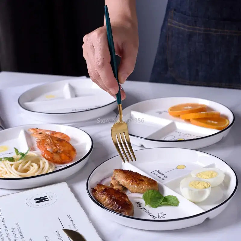 DecorBites™ 8" Round Grid Plate - Perfect for Solo Dining or Family Breakfast