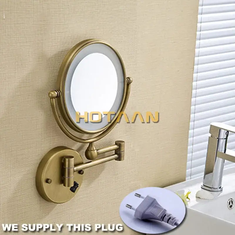 DecorBites™ 8" Round LED Light Makeup Mirror with Dual 3X/1X Magnification