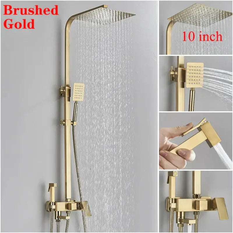 DecorBites™ 8" Square Rainfall Shower Faucet Set with Handshower - Wall Mount Single Handle