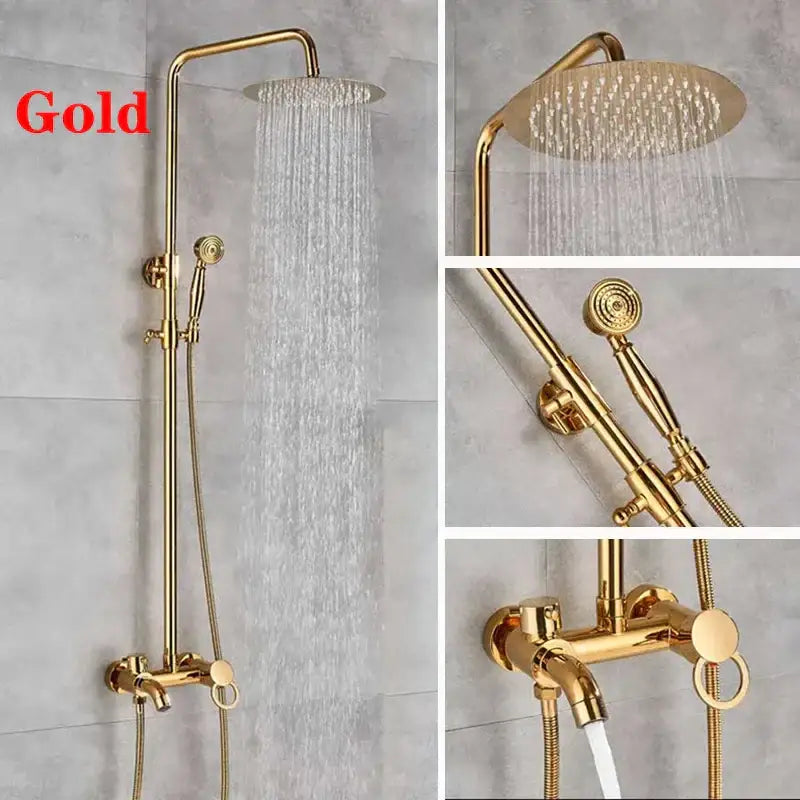 DecorBites™ 8" Square Rainfall Shower Faucet Set with Handshower - Wall Mount Single Handle