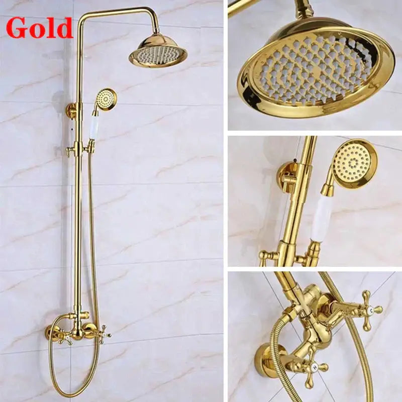 DecorBites™ 8" Square Rainfall Shower Faucet Set with Handshower - Wall Mount Single Handle