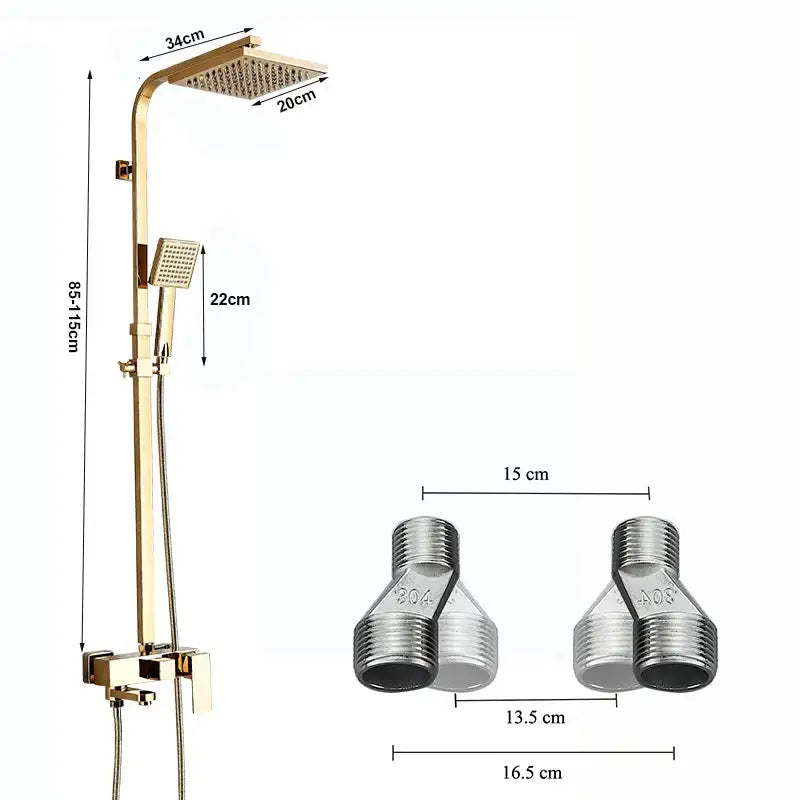 DecorBites™ 8" Square Rainfall Shower Faucet Set with Handshower - Wall Mount Single Handle
