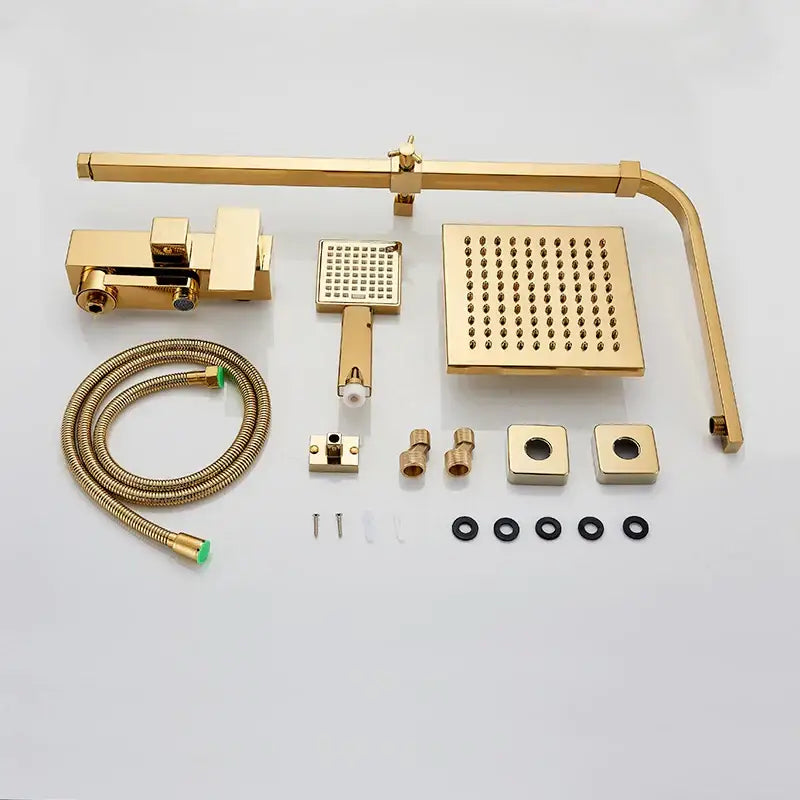 DecorBites™ 8" Square Rainfall Shower Faucet Set with Handshower - Wall Mount Single Handle