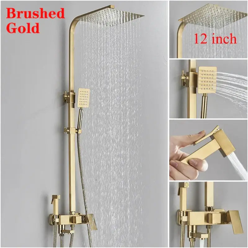 DecorBites™ 8" Square Rainfall Shower Faucet Set with Handshower - Wall Mount Single Handle