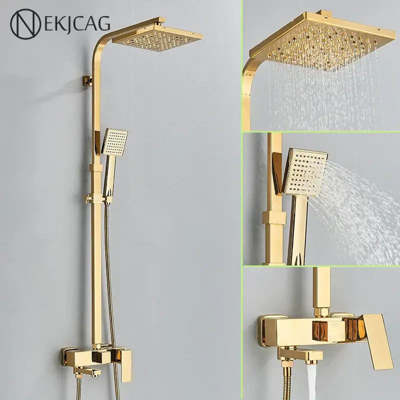 DecorBites™ 8" Square Rainfall Shower Faucet Set with Handshower - Wall Mount Single Handle
