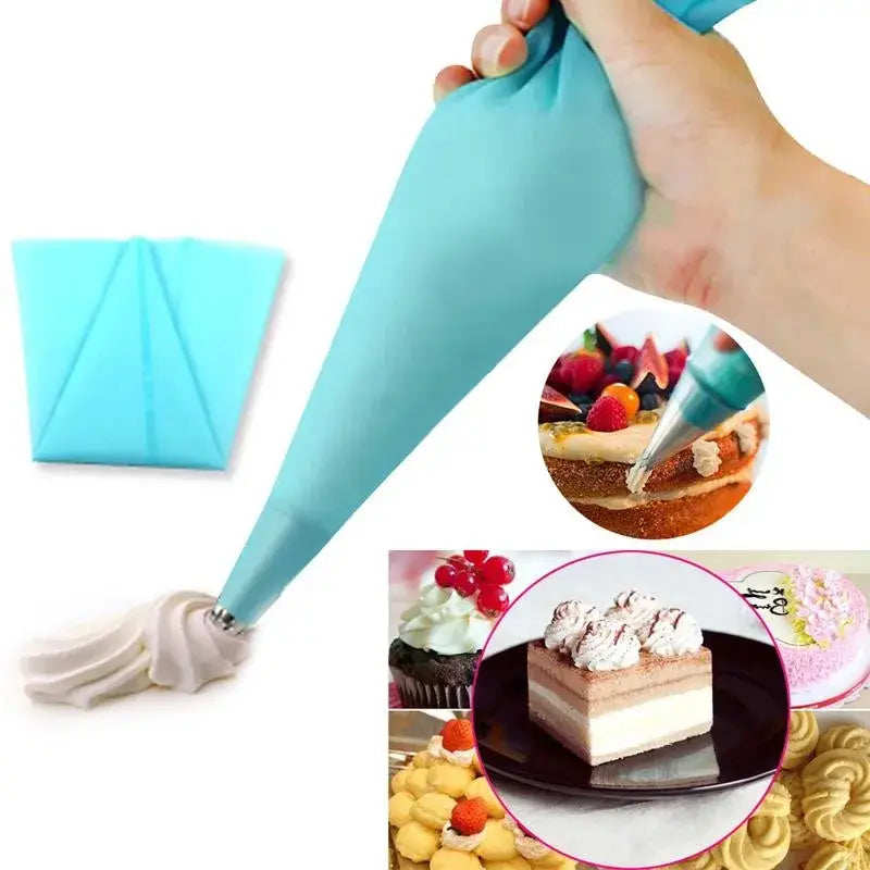 DecorBites™ 8pc Silicone Piping Bag & 6pc Nozzle Set for Cake Decorating