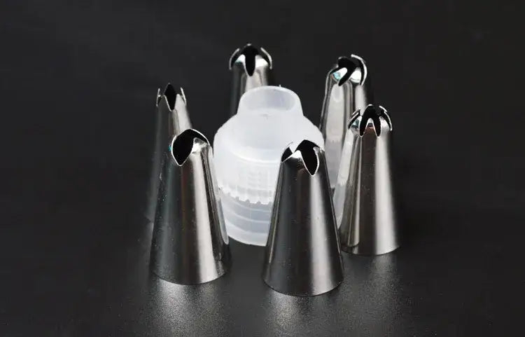 DecorBites™ 8pc Silicone Piping Bag & 6pc Nozzle Set for Cake Decorating