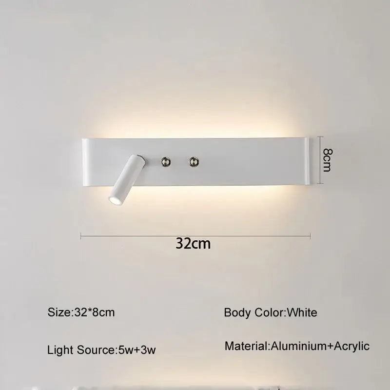DecorBites™ 8W/20W Long Led Wall Light Switch, Aluminum Fixture for Living Room Bedroom.