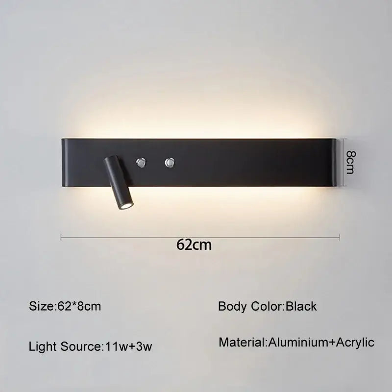 DecorBites™ 8W/20W Long Led Wall Light Switch, Aluminum Fixture for Living Room Bedroom.