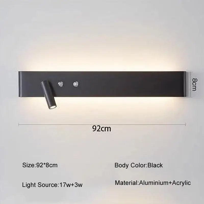 DecorBites™ 8W/20W Long Led Wall Light Switch, Aluminum Fixture for Living Room Bedroom.