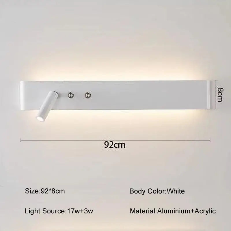 DecorBites™ 8W/20W Long Led Wall Light Switch, Aluminum Fixture for Living Room Bedroom.