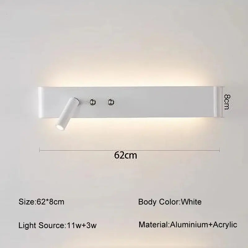 DecorBites™ 8W/20W Long Led Wall Light Switch, Aluminum Fixture for Living Room Bedroom.