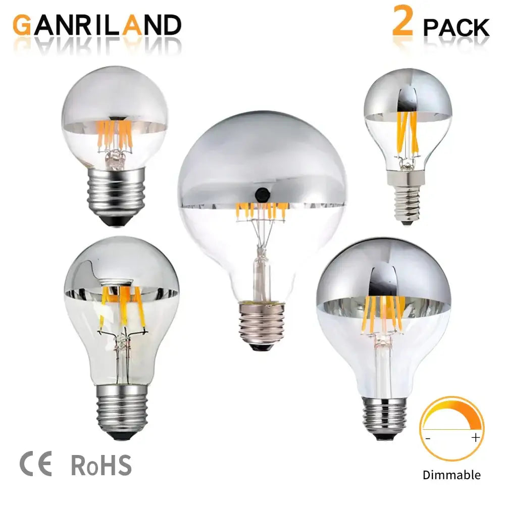 DecorBites™ 8W LED Filament Dimmable G45 Silver Mirror Top Bulb E12 Warm White 2700K