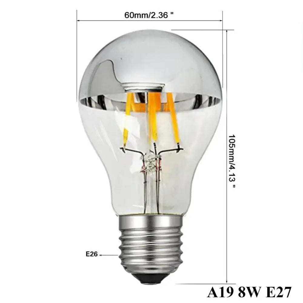 DecorBites™ 8W LED Filament Dimmable G45 Silver Mirror Top Bulb E12 Warm White 2700K
