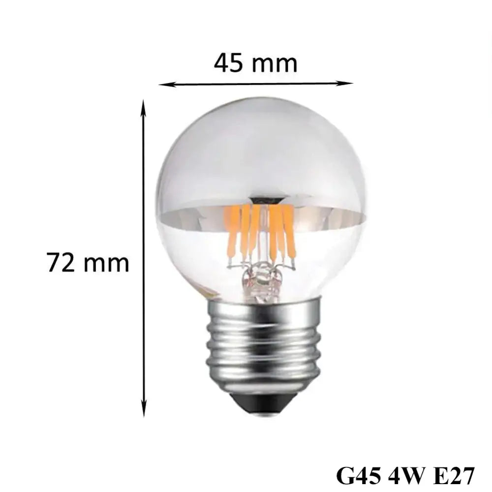 DecorBites™ 8W LED Filament Dimmable G45 Silver Mirror Top Bulb E12 Warm White 2700K