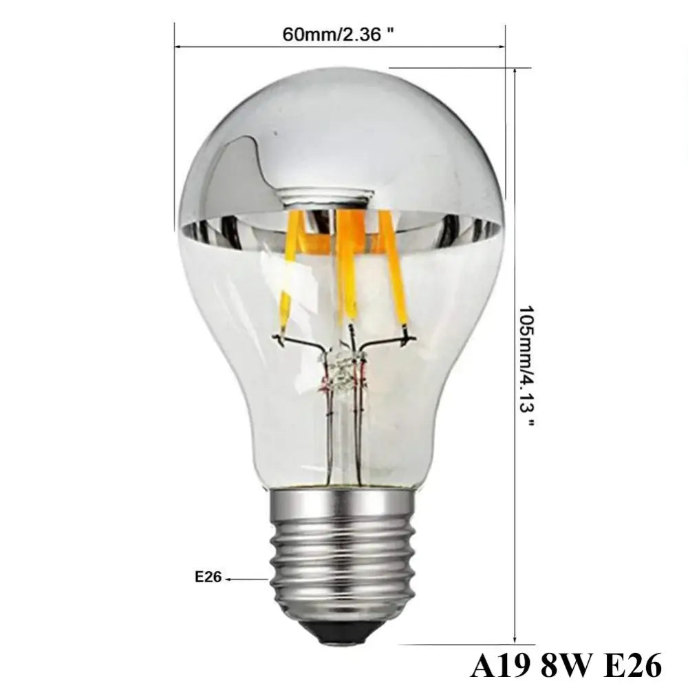 DecorBites™ 8W LED Filament Dimmable G45 Silver Mirror Top Bulb E12 Warm White 2700K