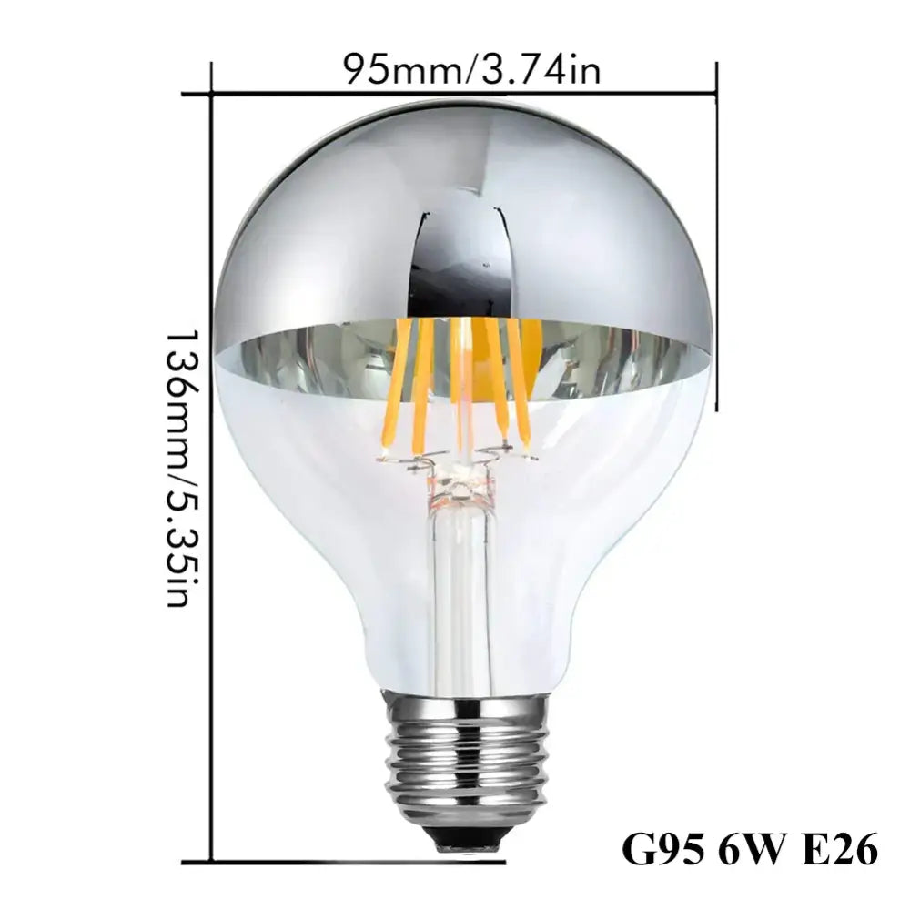 DecorBites™ 8W LED Filament Dimmable G45 Silver Mirror Top Bulb E12 Warm White 2700K