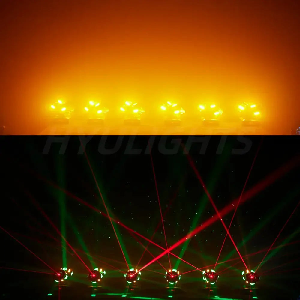 DecorBites™ 8x12W RGBW 140W Dual Head LED Beam & Strobe & Laser 3-in-1 DJ Light