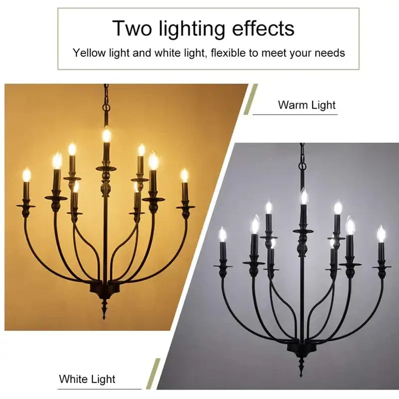 DecorBites™ 9-Head Retro Industrial Chandelier Light E14 Candle Pendant Lamp