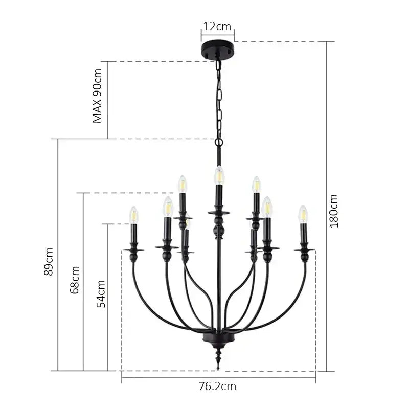 DecorBites™ 9-Head Retro Industrial Chandelier Light E14 Candle Pendant Lamp