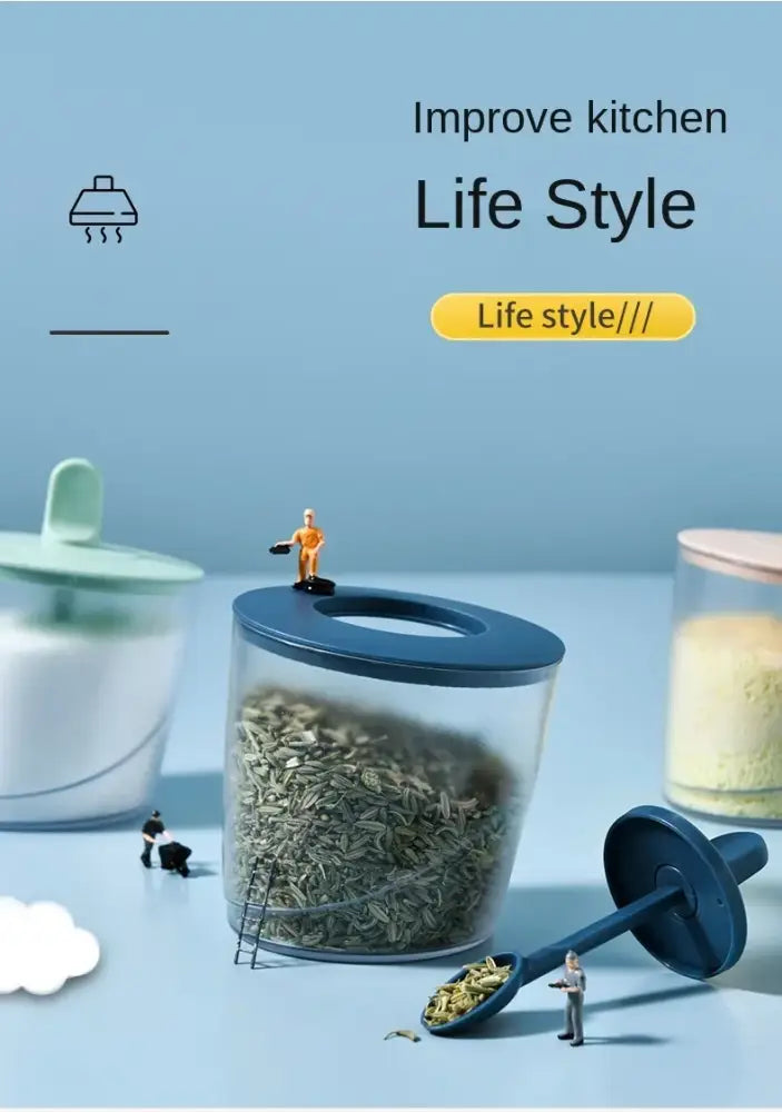 DecorBites™ ABS Spice Jar Set with Spoon for Salt Sugar Pepper Powder
