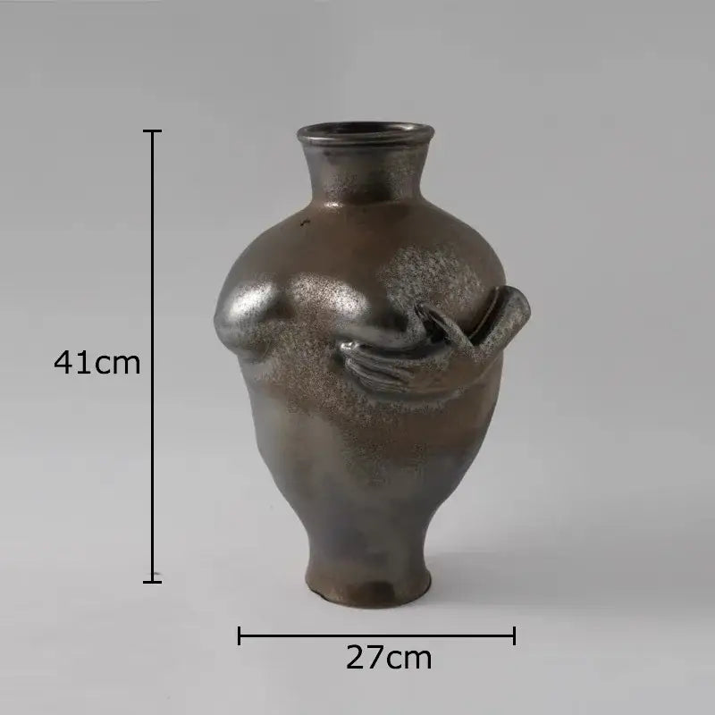 DecorBites™ Abstract Art Ceramic Vase for Desk Decoration and Room Aesthetic
