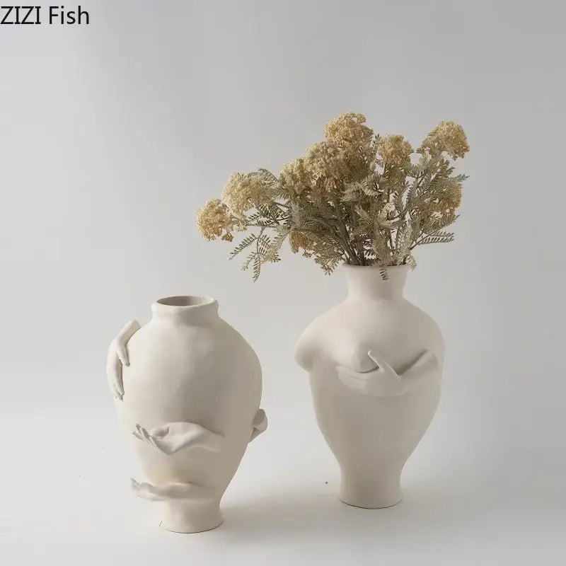 DecorBites™ Abstract Art Ceramic Vase for Desk Decoration and Room Aesthetic