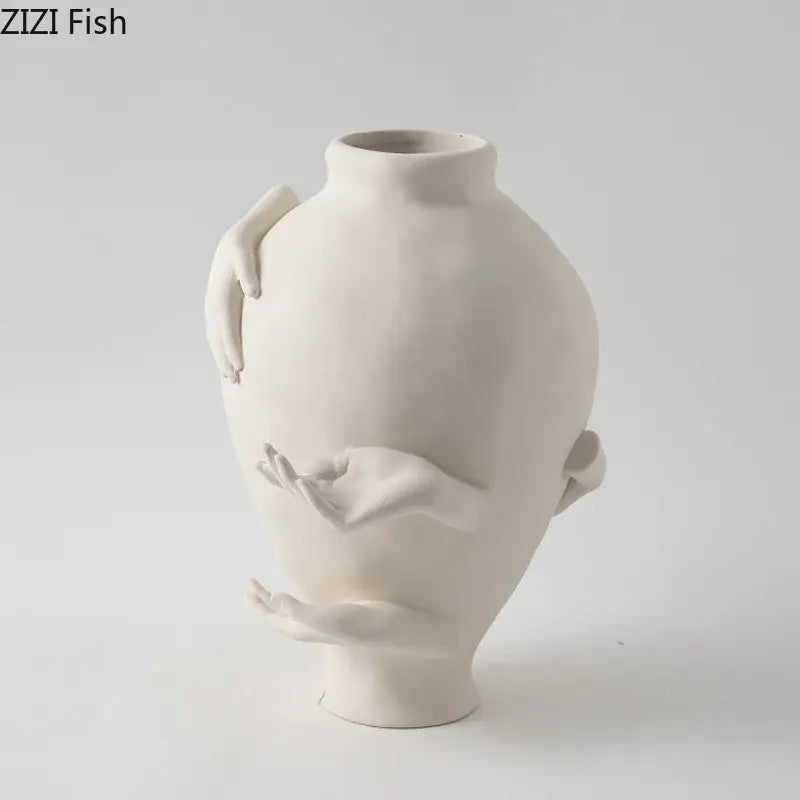 DecorBites™ Abstract Art Ceramic Vase for Desk Decoration and Room Aesthetic