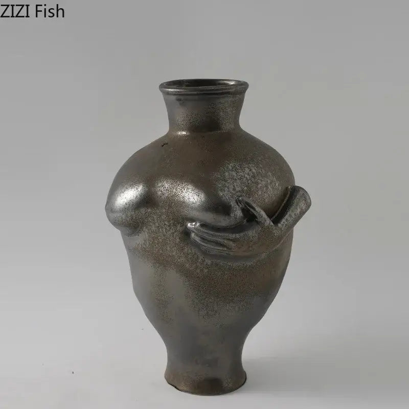 DecorBites™ Abstract Art Ceramic Vase for Desk Decoration and Room Aesthetic
