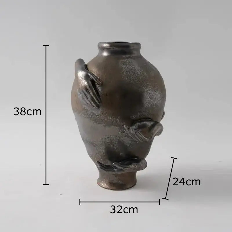 DecorBites™ Abstract Art Ceramic Vase for Desk Decoration and Room Aesthetic
