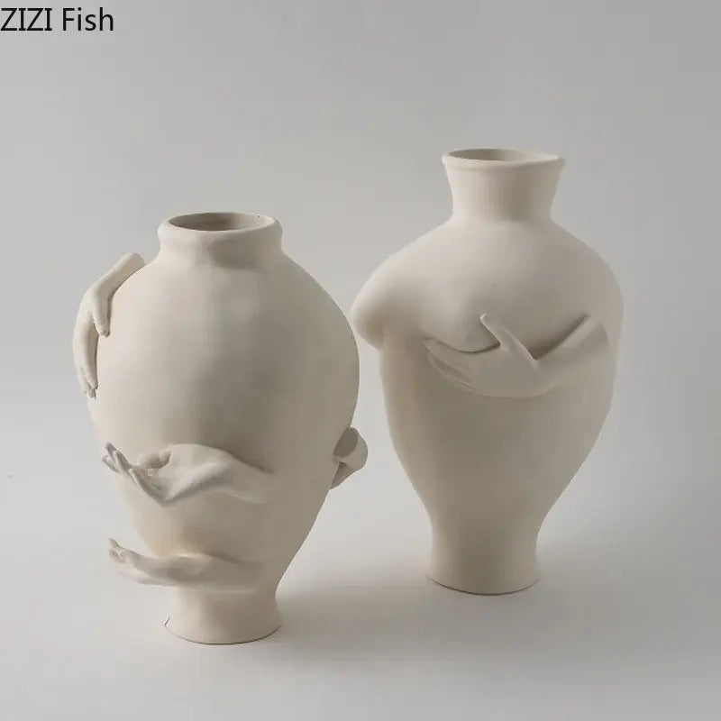 DecorBites™ Abstract Art Ceramic Vase for Desk Decoration and Room Aesthetic