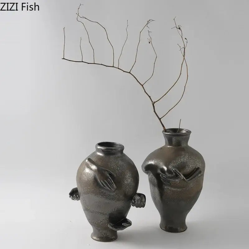 DecorBites™ Abstract Art Ceramic Vase for Desk Decoration and Room Aesthetic