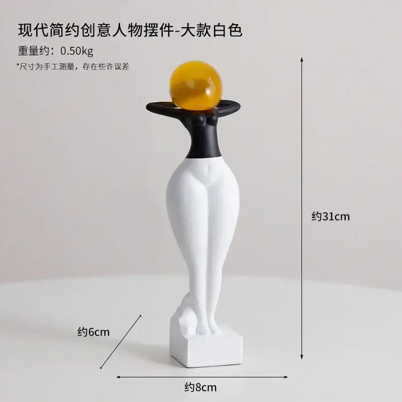DecorBites™ Abstract Art Female Body Decor Figurines Black White Resin Home Decor