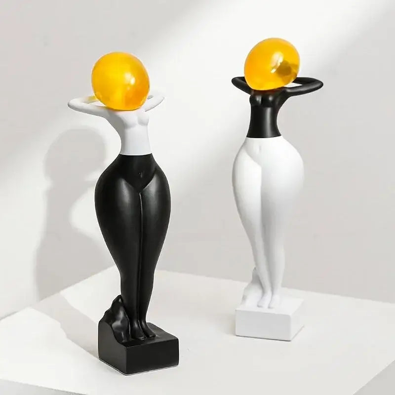 DecorBites™ Abstract Art Female Body Decor Figurines Black White Resin Home Decor