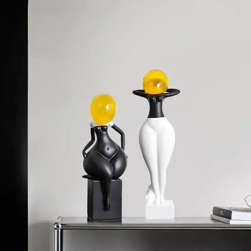 DecorBites™ Abstract Art Female Body Decor Figurines Black White Resin Home Decor