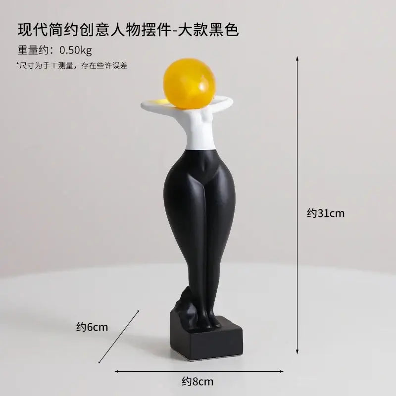 DecorBites™ Abstract Art Female Body Decor Figurines Black White Resin Home Decor