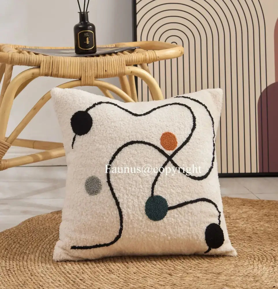 DecorBites™ Abstract Art Line Cushion Cover Plush Embroidered Pillowcase