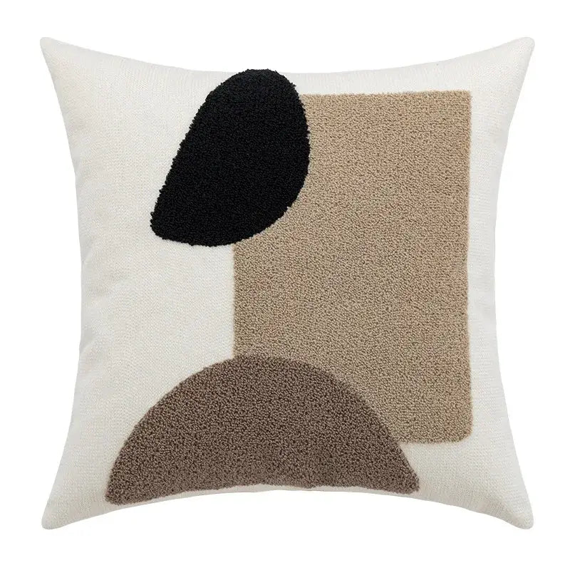 DecorBites™ Abstract Beige Coffee Brown Knot Cushion Cover | Handmade Neutral Art for Sofa Bed