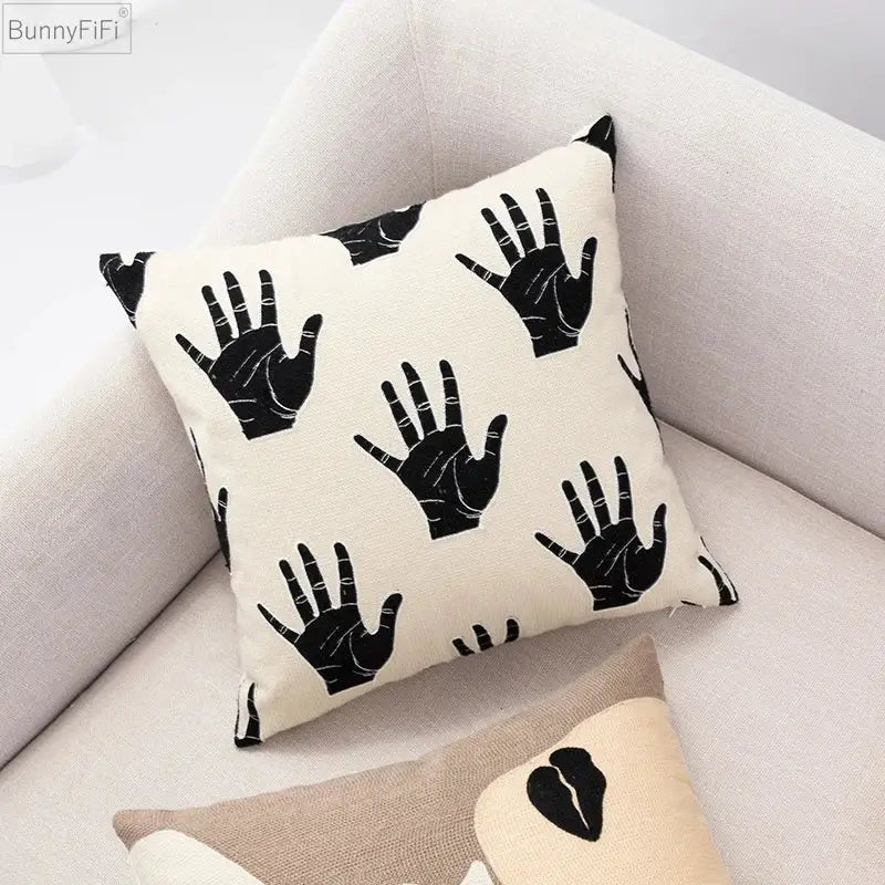 DecorBites™ Abstract Beige Coffee Brown Knot Cushion Cover | Handmade Neutral Art for Sofa Bed