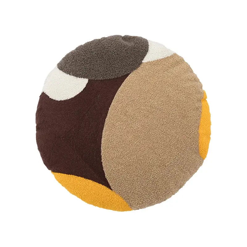 DecorBites™ Abstract Beige Coffee Brown Knot Cushion Cover | Handmade Neutral Art for Sofa Bed