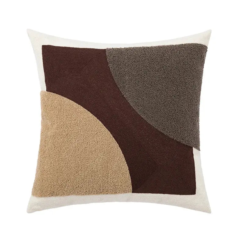 DecorBites™ Abstract Beige Coffee Brown Knot Cushion Cover | Handmade Neutral Art for Sofa Bed