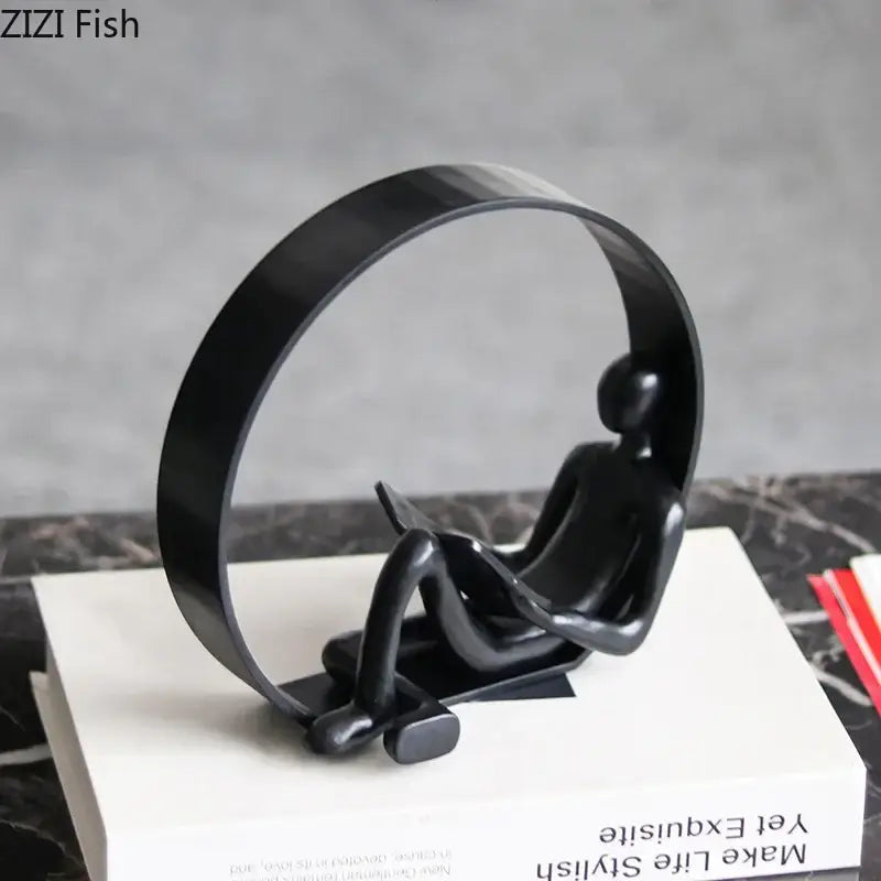 DecorBites™ Abstract Black Characters Sculpture Resins Desk Decoration for Aesthetic Room Decor