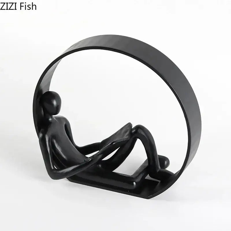DecorBites™ Abstract Black Characters Sculpture Resins Desk Decoration for Aesthetic Room Decor