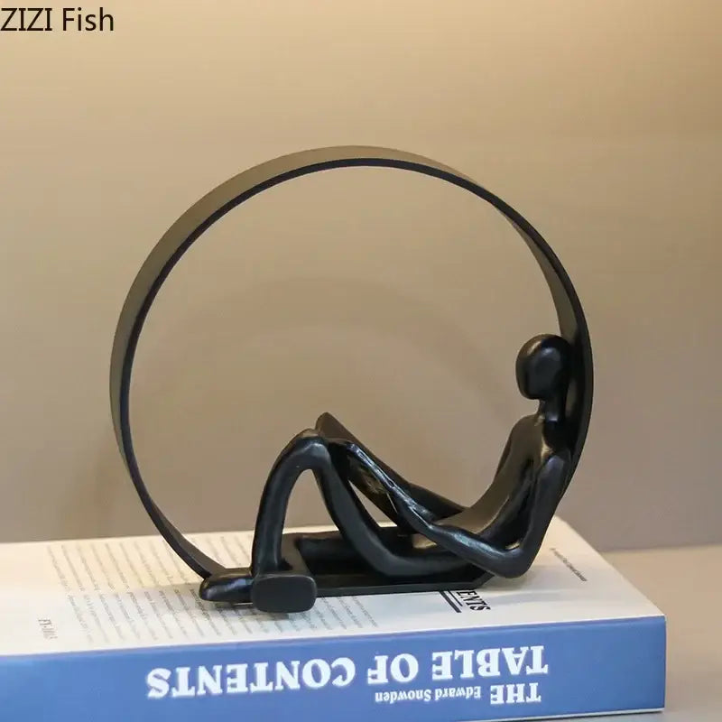 DecorBites™ Abstract Black Characters Sculpture Resins Desk Decoration for Aesthetic Room Decor