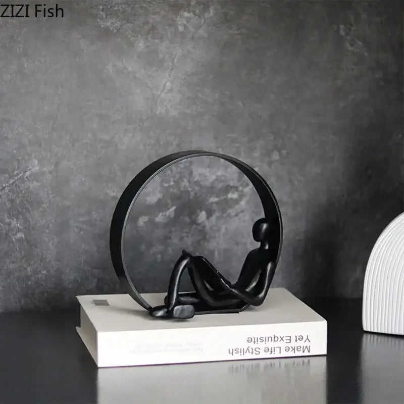 DecorBites™ Abstract Black Characters Sculpture Resins Desk Decoration for Aesthetic Room Decor