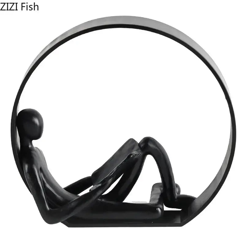 DecorBites™ Abstract Black Characters Sculpture Resins Desk Decoration for Aesthetic Room Decor