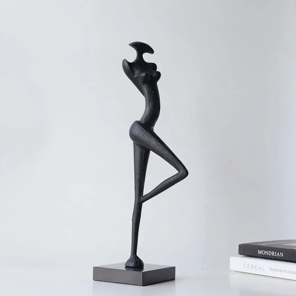 DecorBites™ Abstract Black Metal Female Figure Sculpture Home Decor Accessory