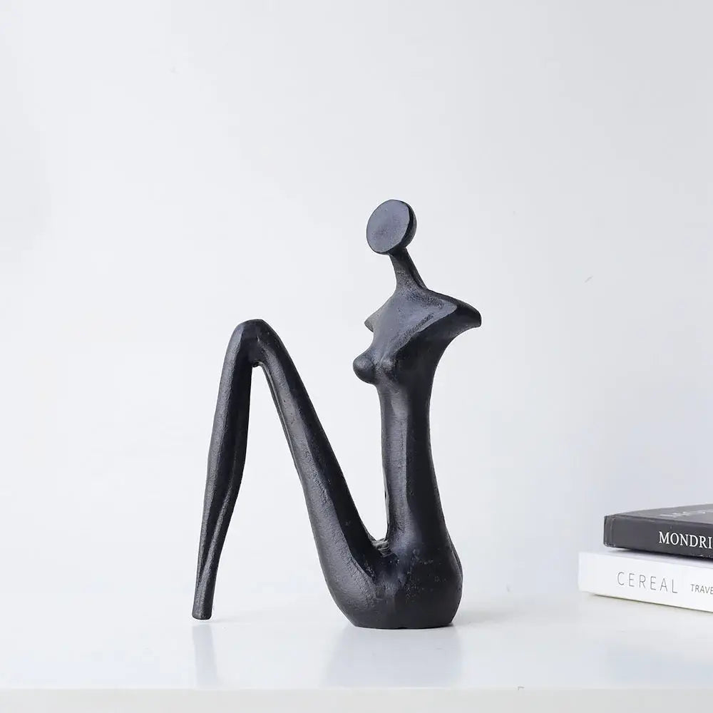 DecorBites™ Abstract Black Metal Female Figure Sculpture Home Decor Accessory