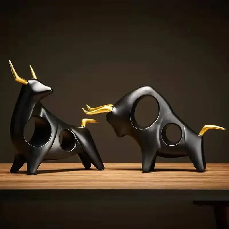 DecorBites™ Abstract Bull Sculpture Cattle Statue for Home Decor Living Room Ornament
