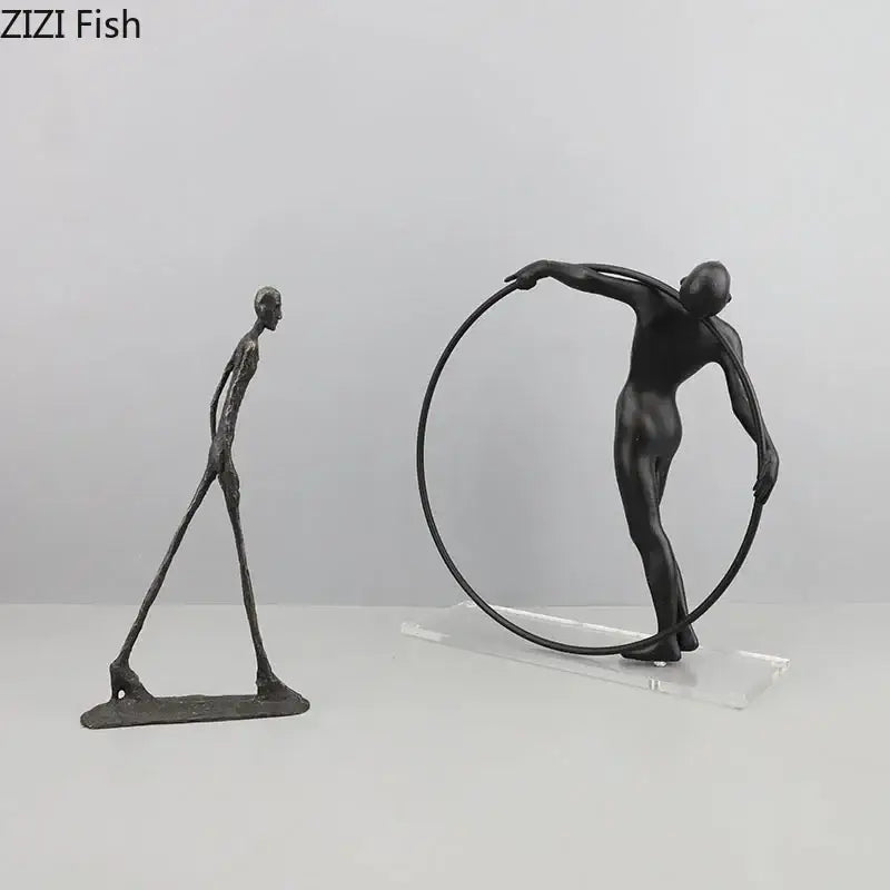 DecorBites™ Abstract Cast Iron Acrobatics Sculpture Desk Decoration Slender Figures